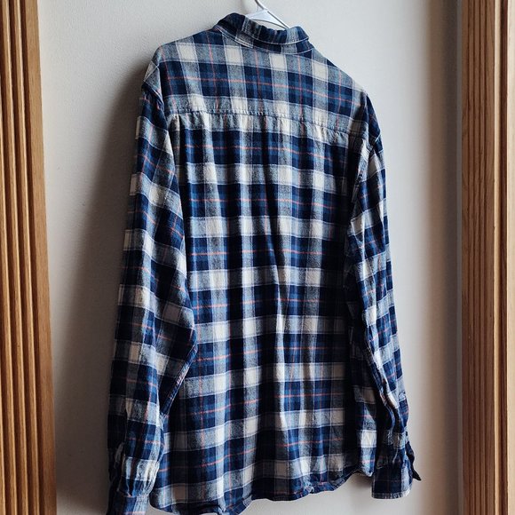 Weatherproof Cream/Blue Plaid Flannel Button Down Shirt Size 3XL - Picture 12 of 14